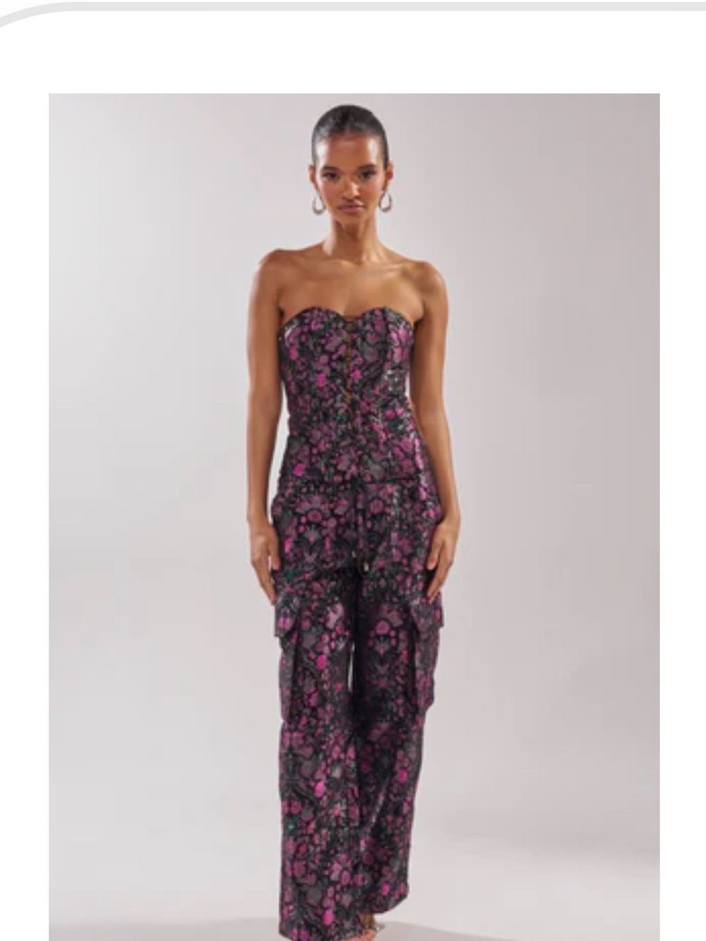 2pc Set Pants and Corset NEW AKIRA I WANT YOU FLORAL RHINESTONE CORSET Size XLXL